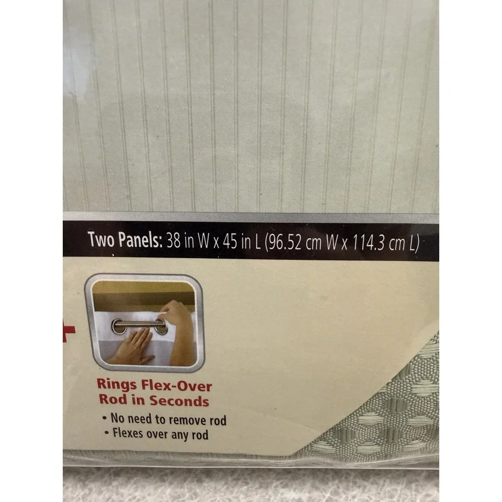 Hookless Hang In Seconds Sage Green Waffle Window Curtain 2 Panels 38x45 NEW!